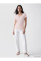 Alita City with a Difference of Color, Lcw Everyday Pink Ribbed Plain V-Neck Short Sleeve Women's Blouse - 2