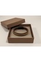 Sandrell Weave Brown Leather Men's Bracelet - Beige Weave Stripe Detail - 2