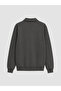 Ozmarka New Season Gray Polo Collar Men's Sweatshirt - 5