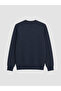 Vizyon New Season Navy Blue Crew Neck Printed Men's Thick Sweatshirt - 4