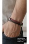 Kordevan Crimsonline Red Black Leather Men's Bracelet - Multi-Row Metal Detail