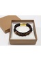 Belcari Walnut Brown Leather Men's Bracelet - Dark Beads and Weave Detail - 2