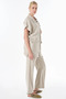 Brooch Detailed Rayon Suit Beige - 5
