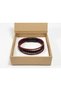 Aldreno Cardinal Red Black Leather Men's Bracelet - Three-Row Weave Design - 3