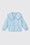 Baby Girl Blue Quilted Coat with Ruffled Collar