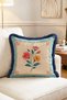 Pastel Framed Vintage Spring Flowers Pattern Decorative Fringed Throw Pillow Cover - 2