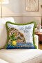 La Dolce Vita Amalfi Coast Town and Lemon Fringed Throw Pillow Cover - 2