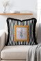 Vintage Gold Framed Blue Wildflower Pattern Fringed Throw Pillow Cover - 3