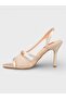 Women's Summer 11cm Thin Open Heeled Shoes - 574 1118 - Beige Satin - 3