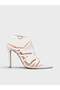 Women's Summer 11cm Thin Open Heeled Shoes - 574 1586 - White Glitter Satin