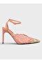 Women's Summer 11cm Thin Open Heeled Shoes - 574 0124 - Pink Lace