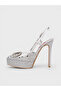 Women's Summer 15cm Thin Closed Heel Shoes - 574 60 - Silver Satin - 3