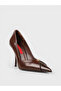 Women's Summer 11cm Thin Closed Heel Shoes - 574 085 - Brown Matte Open-Croco - 2