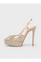 Women's summer 15cm thin closed heel shoe - 574 60 - beige satin - 3