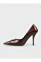 Women's Summer 11cm Thin Closed Heel Shoes - 574 085 - Brown Matte Open-Croco - 3