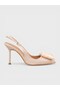 Women's Summer 11cm Thin Open Heeled Shoes - 229 1293 - Beige Satin