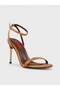 Women's summer 11cm chunky open-toe heels - 574 8112 - camel smoky crinkle - 2