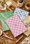 A4 Spiral Cardboard Cover Set of 4, 2 Squares, 2 Lines, Timetable and Lesson Plan Note School Notebook - Yellow Green - 3
