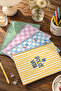 A4 Spiral Cardboard Cover Set of 4, 2 Squares, 2 Lines, Timetable and Lesson Plan Note School Notebook - Yellow Green