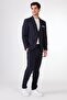 Men's Slim Fit Mono Collar Navy Blue Jacket - 5