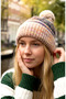 Norden ™   Pompom Ethnic Patterned Soft Textured Knitted Beanie 2748 - 2