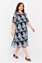 Women's Feather Patterned Black Plus Size Tulle Detailed Lined Midi Dress Hzl26S-Pr151241