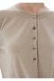 Thin Knitted Beige Buttoned Collar Knitwear - 4