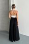Women's Black Belted High Waist Relaxed Fit Wide Leg Woven Palazzo Trousers - 8