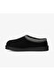 Men's Suede Black Slippers with Embroidered Ankle Detail and Fur Inside - 5