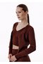Knitted Detail Mine Button Brown Knitwear Cardigan - 3