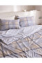 Oise Single 100% Cotton Ranforce Printed Sheet and Duvet Cover Set - Blue/Beige - 4