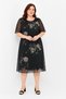 Women's Floral Patterned Black Plus Size Tulle Detailed Lined Midi Dress Hzl26S-Pr151241 - 2