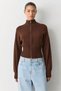 Bitter Brown Double Zipper Stand Collar Women's Knitwear Cardigan Sh348 - 2