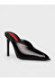 Women's summer 11cm stiletto heel mule - 574 0129 - black shiny crinkled - 2
