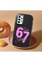 Samsung Galaxy A32 4g Compatible Black Silicone Case with Number Six Seven Written Pattern, Shock Absorbing Camera Protection - 2