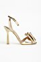 Zri̇n-48 Exclusive Gold Ankle Strap Bowknot Thin Heel Shoes 10.5 cm - 3