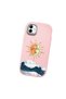 Samsung Galaxy M13 5G/A04 Compatible Retro Style Sun Moon Sea Wave Pattern Shock Absorbing Camera Protected Pink Silicone Case - 3