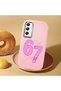 Samsung Galaxy A34 Compatible Number Six Seven Written Pattern Shock Absorbing Camera Protected Pink Silicone Case - 2