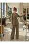 Women's Lace-Up Classic Jacket and Wide-Leg Comfortable Cut Pants Set - 3