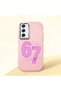 Samsung Galaxy A54 Compatible Number Six Seven Written Pattern Shock Absorbing Camera Protected Pink Silicone Case
