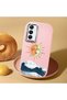 Samsung Galaxy A25 Compatible Retro Style Sun Moon Sea Wave Pattern Shock Absorbing Camera Protected Pink Silicone Case - 2