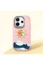 Redmi Note 14 4g Compatible Retro Style Sun Moon Sea Wave Pattern Shock Absorbing Camera Protected Pink Silicone Case
