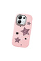 Redmi Note 13 4g Compatible Leopard Pattern Stars Pattern Shock Absorbing Pink Silicone Case with Camera Protection - 4
