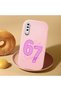 Pink Silicone Case with the Written Pattern "Rakam Six Seven" Compatible with Samsung Galaxy A50/A50S/A30S, Shock-Absorbing Camera Protection. - 2