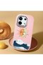 Poco X6 Compatible Retro Style Sun Moon Sea Wave Pattern Shock-Absorbing Camera Protected Pink Silicone Case - 2