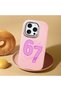 iPhone 16 Pro Max Compatible Number Six Seven Written Pattern Shock Absorbing Camera Protected Pink Silicone Case - 2