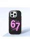 حافظة سيليكون سوداء متوافقة مع هاتف iPhone 16 Pro Max مع نمط مكتوب عليه رقم ستة سبعة وحماية للكاميرا ممتصة للصدمات