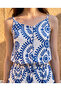Women's Rope Strap V-Neck Buttoned Patterned Short Single Jersey Dress - 2