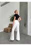 Women's Spanish Leg Slit Lace Detailed Scuba Leggings Trousers Zyn-58658 - 2