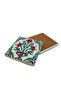 Iznik Tile Pattern Printed Natural Stone Coaster 10X10 1G-Çinirpc17